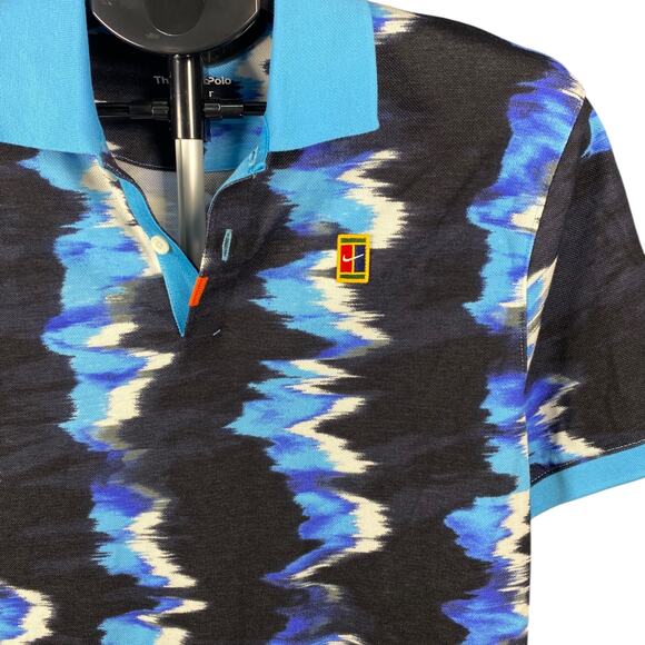 Nike Dri-FIT Men’s Polo Shirt M | Multicolor Blue | Slim Fit Tennis Court Style - Picture 4 of 7